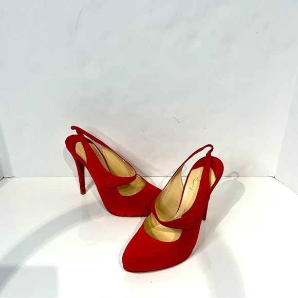 Christian Louboutin Shoes - Christian Louboutin red suede slingback pumps